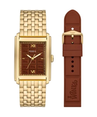 Pre-owned Fossil Watch Willy Wonka Le1190set Men's Gold Three-hand Gold-tone With Box