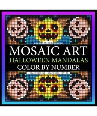 Mosaic Art Halloween Mandalas: Mystery Color by Number Coloring Book for Adults 