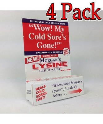 Morgan's Lysine Lip Balm, 4gm, 4 Pack 734370000048T424