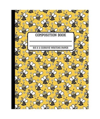 Composition Book Cursive Writing Paper: Cute Bumblebee Insect Back to School Wri