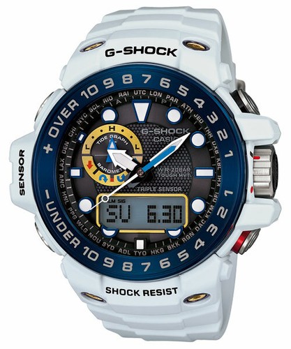 Pre-owned Casio G-shock Gulfmaster White/grey Multiband 6 Solar Men's Watch Gwn-1000e-8a