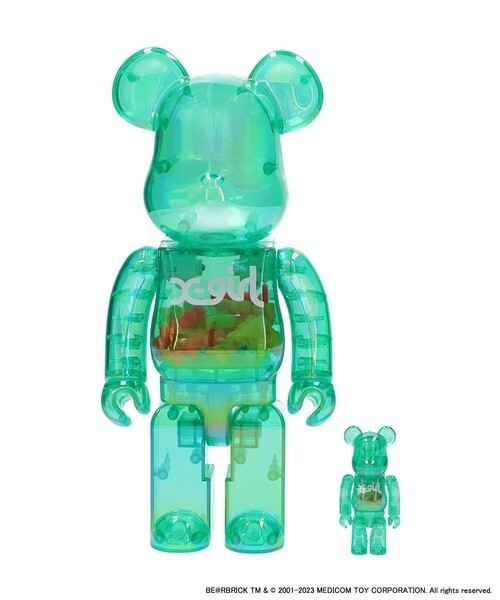 BE@RBRICK X-girl CLEAR GREEN Ver. 400% & 100% MEDICOM TOY