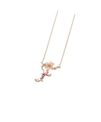[Samantha Tiara] K18 Flower Letters Initial Necklace Small F 00091220400323 Pink