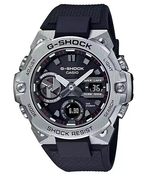 Pre-owned Casio Men's Shock G-steel Slim Black Resin Strap Analog Watch Gstb400-1a