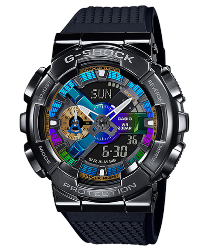 Pre-owned Casio G-shock Gm-110b-1a Stainless Steel Bezel Distinctive Design Men's Watch