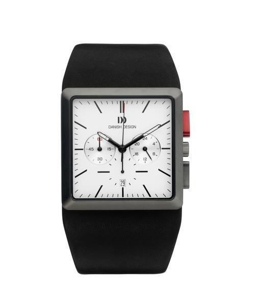 Pre-owned Danish Design Iq12q869 White Dial Chronograph Black Leather Quartz Men's Watch