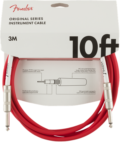 Genuine Fender Original Series Instrument/Guitar Cable, FIESTA RED, 10' ft