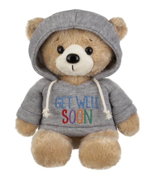 Ganz Get Well Soon Teddy Bear with Gray Hoodie Stuffed Animal