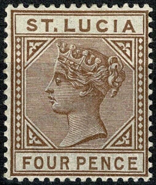 U5711  ST LUCIA 1891 Queen Victoria 4d brown die II  MH