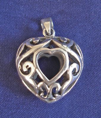 Silber Anhänger Ornamental Heart Herzanhänger aus 925er Sterling Silber