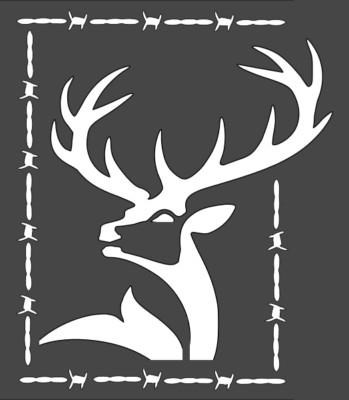 8''x9.5'' Clear Plastic Stencil - Deer w/Barbed Wire (SR131)