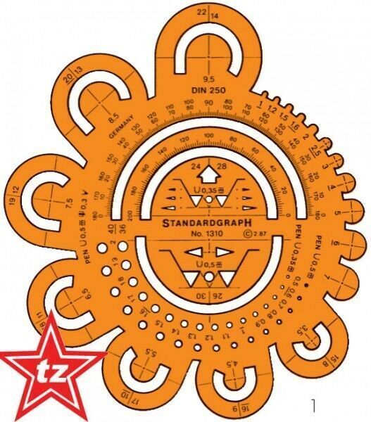 Standardgraph (1310f) Radienschablone / Abrundungsschablone Mit 48 Radien
