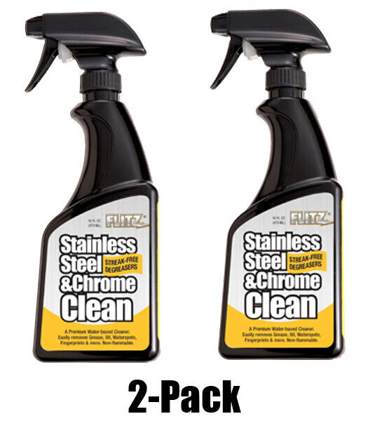 FLITZ Stainless Steel & Chrome Cleaner TWO PACK 16oz Spray Bottle (See Video)