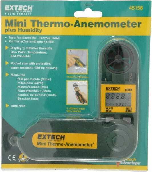 Extech 45158 Mini Thermo-Anemometer for Air Velocity, Relative Humidity, Temp
