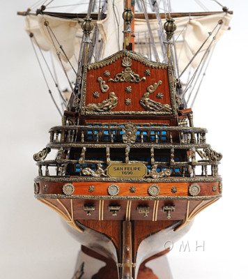 1690 San Felipe Wooden Tall Ship Built Model 28" Spanish Warship Galleon New
