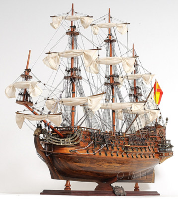 1690 San Felipe Wooden Tall Ship Built Model 28" Spanish Warship Galleon New