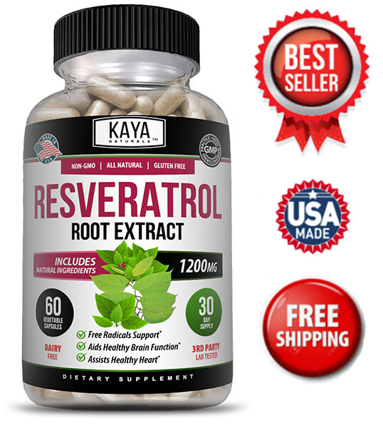 Resveratrol Capsules Anti-Aging Antioxidants, Brain Support, Radiant Skin