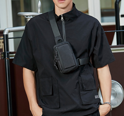 Japanese men's shoulder bag messenger mobile phone bag wallet mini chest  bag | eBay