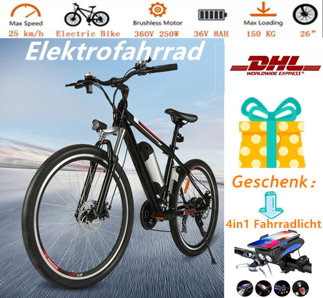 Elektrofahrrad 26 Zoll Mountainbike EBike Shimano Pedelec 35kmh Ebike 21 Gänge