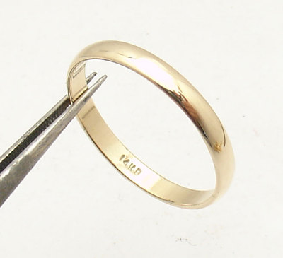 Pre-owned Bestgoldshop 3mm Solid Domed All Shiny Plain Wedding Band Ring Real 14k Yellow Gold
