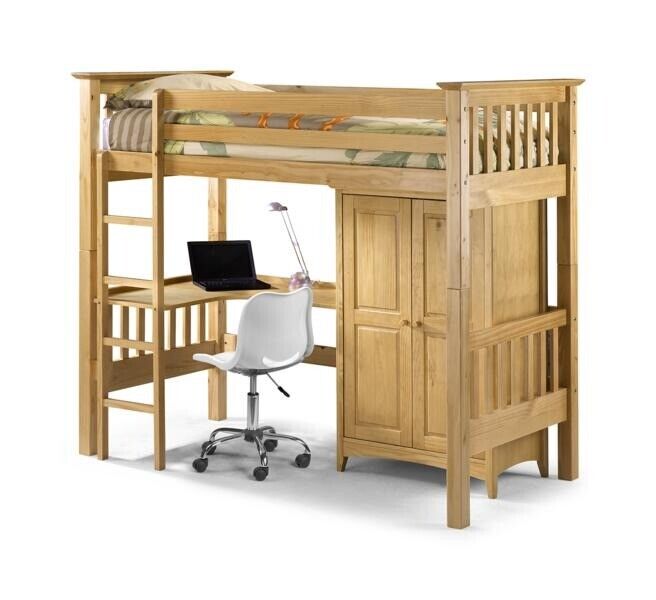 Julian Bowen Bedsitter Bunk High Bed With Desk And Wardrobe