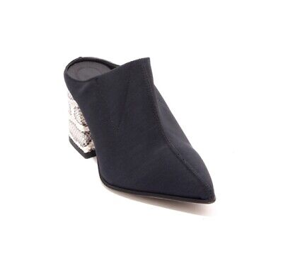 Laura Bellariva 5350 Black Textile Leather Pointed Toe Heel Mule 40 / US 10