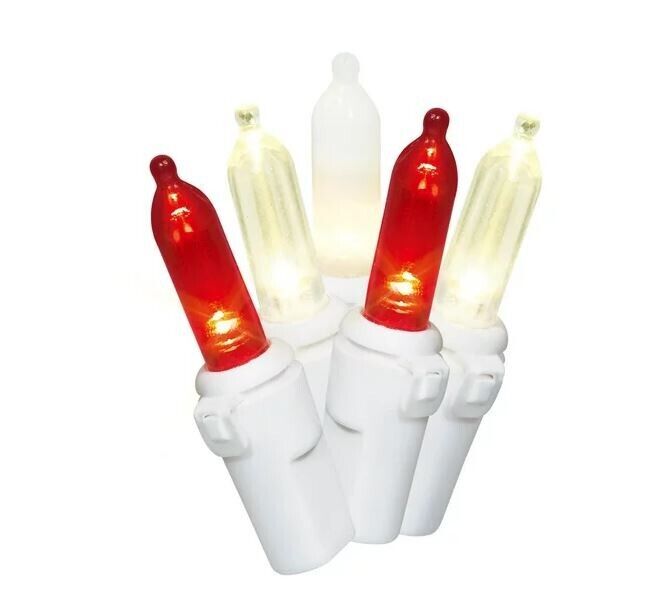 Holiday Time 50-Count Red, Warm White, Frosted White LED Min