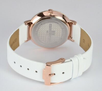 Pre-owned Jacques Lemans Classic Monaco Elegant Ladies Watch 5atm 38m R/gold Case Wht Dial