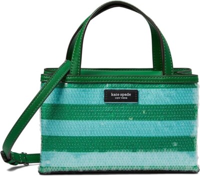 Kate Spade New York Sam Icon Seaside Stripe Sequin Fabric Mini Tote Fresh Greens