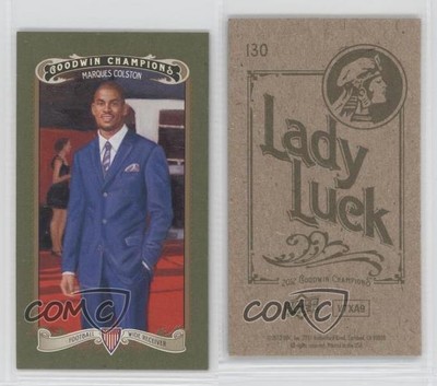 2012 Upper Deck Goodwin Champions Minis Green Lady Luck Back Marques Colston
