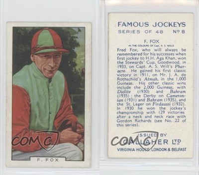 1936 Gallaher Famous Jockeys Tobacco Fred Fox #8