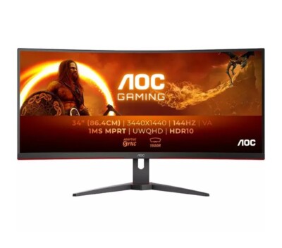 AOC Curved Gaming Monitor 34" WQHD LED 144Hz 1ms Anti Glare Adaptive Black