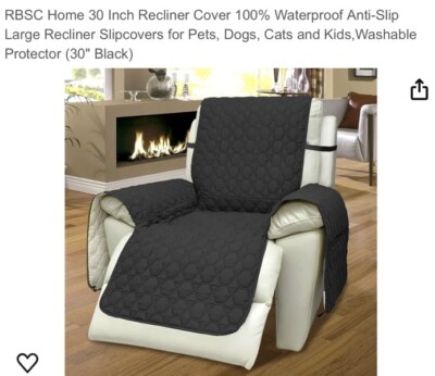 RBSC Home 30 Inch Recliner Cover 100% Waterproof Anti-Slip Large Recliner Sli...