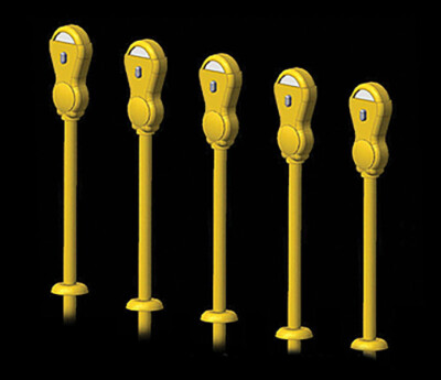 Hi-Tech Details HO Scale Yellow Parking Meters on Stands (Pack of 14)