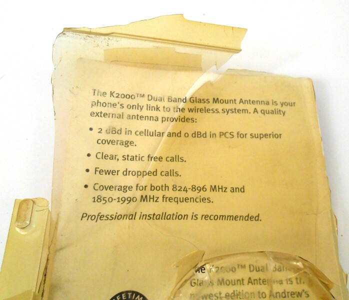 Andrew K2000 Glass Mount Antenna Dual Band 097738432203 AL-P5709 New