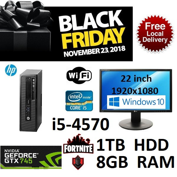 quad core i5 4570 gtx 745 fortnite ready windows 10 pro gaming pc free monitor - fortnite free windows 10