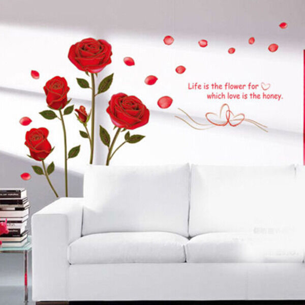 Various Colours /& Sizes Flowers Wall Art Vinyl Decals//Stickers