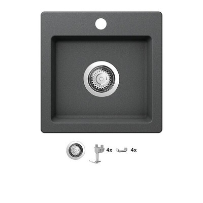 Glacier Bay Charcoal Gray Granite Composite 15 in Single Bowl Drop in Bar Sink