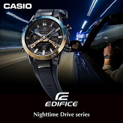 Pre-owned Casio Ecb-2000ynp-1ajf [edifice Nighttime Drive Series] Black Men Watch