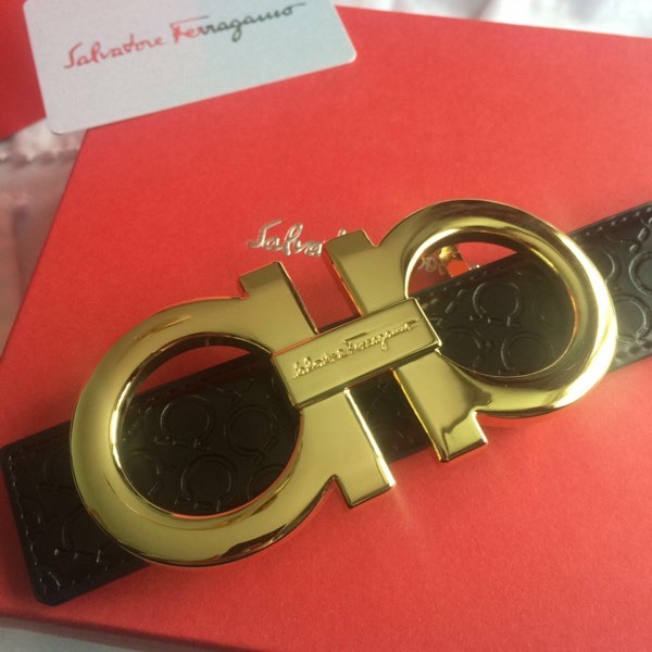 Big buckle ferragamo double gancini mens leather belt boxed salvatore