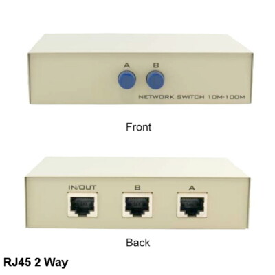 KNTK 2-Way RJ45 Data Transfer Switch Box Button Network PC Router Modem Internet