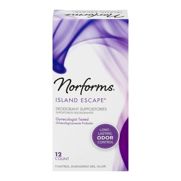Norforms Feminine Deodorant Suppositories Long Lasting Island Escape Scent 12 ct