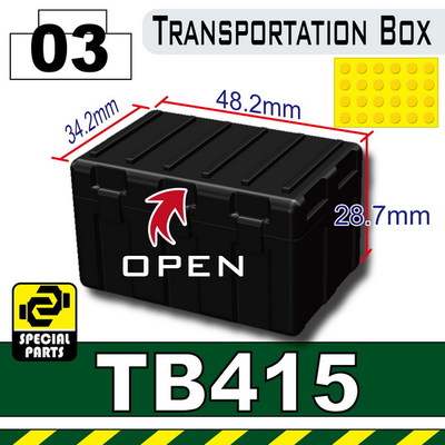 Black TB415 Army Tactical Big Box compatible w/toy brick minifigures
