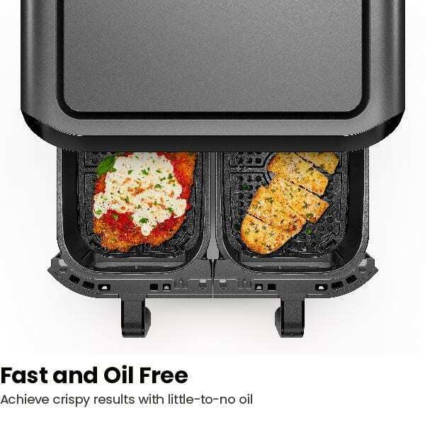 6 qt. Black Double Basket Air Fryer with Capacitive Touch Control, and Windows