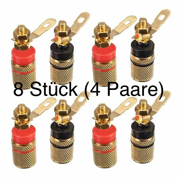 8 Stück Lautsprecher Terminal LS Polklemme Schraub- Bananenstecker vergoldet