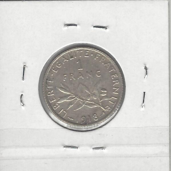France 1 Franc, 1918, Silver