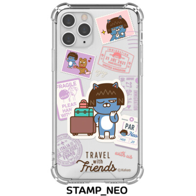 Kakao Friends Travel Clear Cushion Case for iPhone 16 15 14 Pro Pro Max Plus