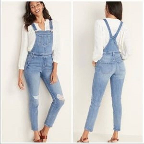 

Джинсовый комбинезон прямого потертого цвета Old Navy Dahlia OG, размер, Синий