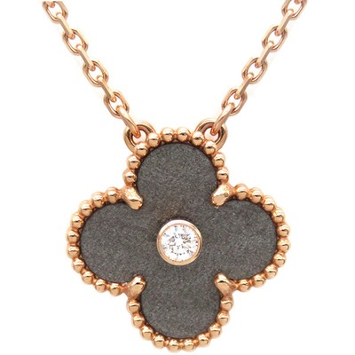 Van Cleef & Arpels Necklace Vintage Alhambra Obsidian K18PG Gray P0017630