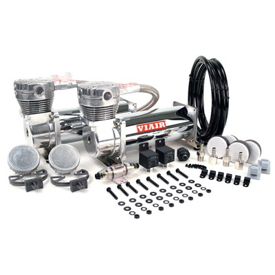 VIAIR 480C DUAL PACK CHROME AIR RIDE BAG SUSPENSION COMPRESSOR PUMP TRAIN ROD